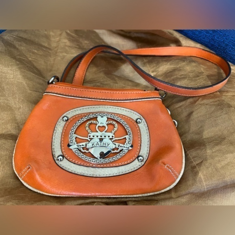 Kathy Van Zeeland Orange Mini Crossbody Bag Y2K Logo